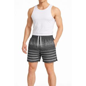 MIER Mens Running Shorts Black White Paint Splatter Stripe 5” Gym Training M NWT